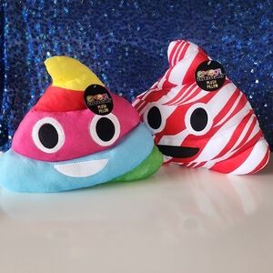 2 NWT. Emoji Expressions Plush Pillow Set - Multicolor and Red.